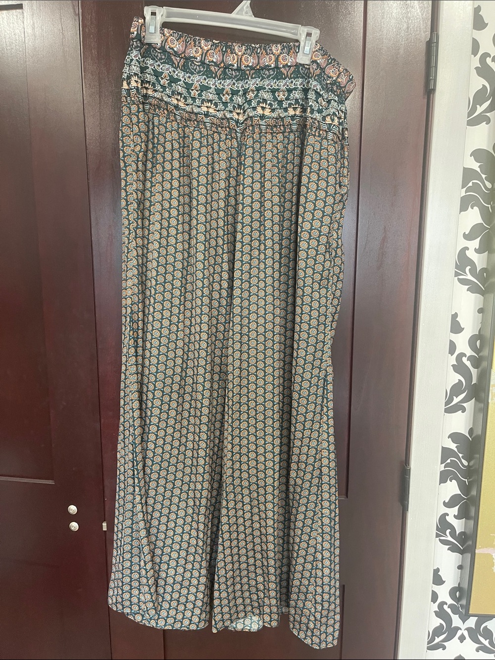 Anthropologie Floral Wide-Leg Boho Pants